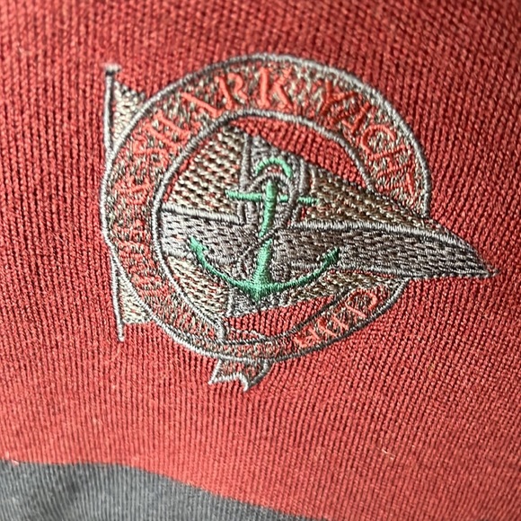 Paul Shark Yachting Men's XL Crew Neck Sweater Navy Blue Maroon Made in Italy - Picture 6 of 12